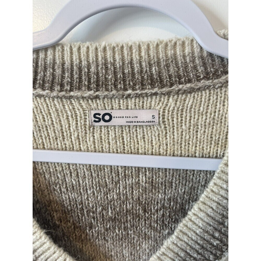 SO Women's Sweater Ombre Vneck Knit S Beige Cream Soft warm cable knit fall - Picture 7 of 7